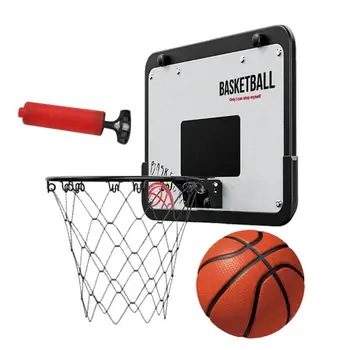 Баскетбольное кольцо для помещений Баскетбольное кольцо для настенного монтажа из сплава с игрушкой для баскетбола из полиуретана Спортивные товары для игр в гараже в игровой комнате