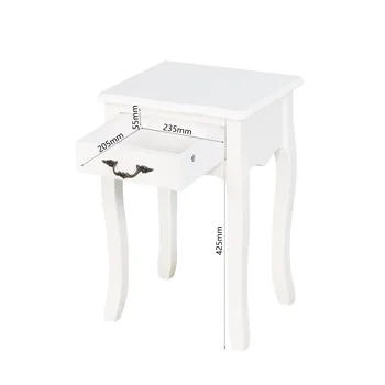 Белый напольный столик для хранения в гостиной с выдвижным ящиком, 4 изогнутыми ножками