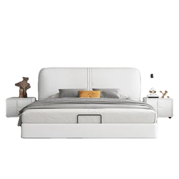 Белый простой дизайн комплект мебели для спальни Кровать Спальные гарнитуры роскошные кровати для хранения king size