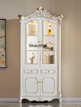 Винный шкаф в европейском стиле, стена гостиной, Двухдверная витрина из стекла, Шкафчик, сервант, украшение дома