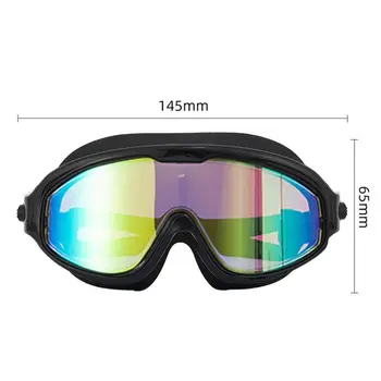 Водонепроницаемые противотуманные очки для плавания для взрослых с затычками для ушей, очки для плавания с широким обзором, Очки для плавания в большой оправе высокой четкости 4