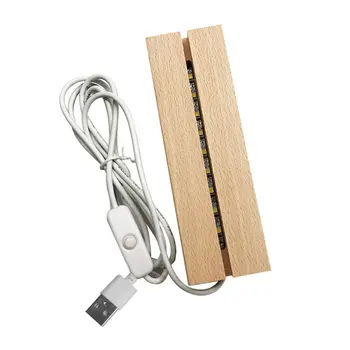 Деревянное основание светодиодной лампы USB-кабель Переключатель ночника 3D Основание светодиодной ночной лампы Длинное акриловое Основание деревянной лампы DIY 0