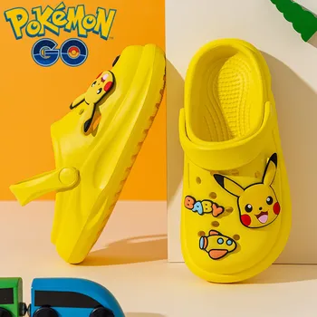 Детская обувь Pokomon Pikachu, тапочки Squirtle Charmander, EVA, Обувь с дырками, Тапочки для мальчиков и девочек, Пляжные тапочки, Детские тапочки