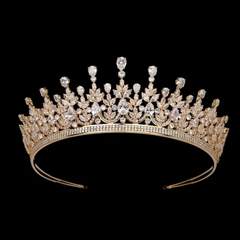 Дизайн Crown HADIYANA Популярная прическа для новобрачных Блестящая роскошная корона для украшения волос Свадебная вечеринка BC6661 Свадебный подарок 1