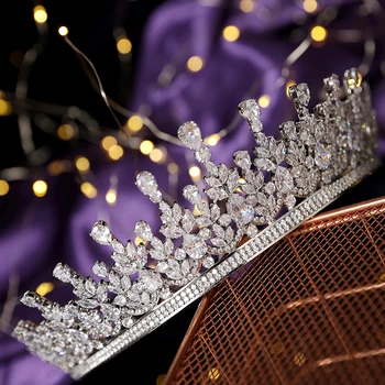 Дизайн Crown HADIYANA Популярная прическа для новобрачных Блестящая роскошная корона для украшения волос Свадебная вечеринка BC6661 Свадебный подарок 5
