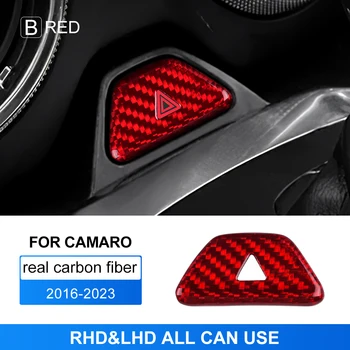 Для Chevrolet Camaro 2016-2023, Автомобильная сигнальная лампа, кнопка, рамка, крышка, Внутренняя отделка, аксессуары, наклейка из настоящего твердого углеродного волокна 1