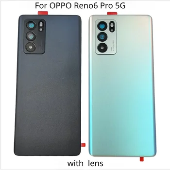 Для OPPO Reno6 Pro Стеклянная крышка батарейного отсека 5G Задняя дверь Reno 6 Pro Задняя панель корпуса + клей для объектива камеры