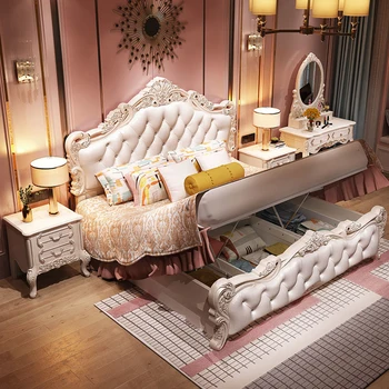 Европейская Розовая прикроватная лампа для девочек-подростков, Современная прикроватная лампа для гостиной, мебель для спальни Twin Size Somieres Y Marcos De Cama 2