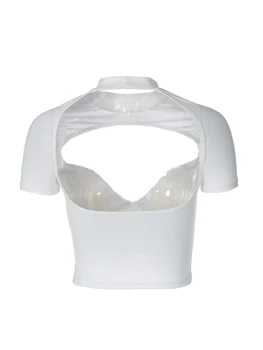 Женские летние сексуальные топы со стразами, футболки с короткими рукавами и вырезами, облегающие рубашки с открытой спиной, уличная одежда 5