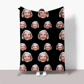 Забавное фото на черном фоне, лицо с изображением, Индивидуальное одеяло, сувенирные подарки на день рождения, Персонализированное одеяло для мужчин и женщин 0