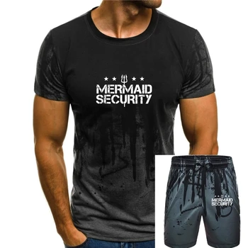 Защитная футболка Merman Mermaid, забавная футболка для плавания, топы с принтом Camisas Hombre, распространенные хлопковые мужские футболки 0