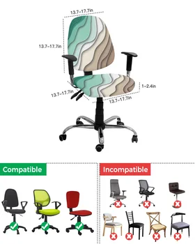 Зелено-коричневый Градиентный Геометрический Абстрактный Эластичный Чехол для компьютерного кресла, Съемный Чехол для офисного кресла, Разрезные Чехлы для сидений 3
