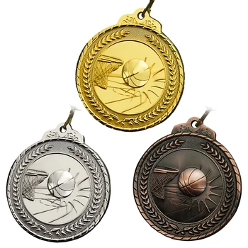 Золотые, серебряные, бронзовые Медали с рисунком баскетбола и обруча, призы для соревнований по баскетболу, износостойкие для сувенирного подарка