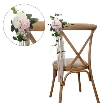 Искусственный цветок на спинке стула, имитация розы в минималистском стиле, искусственный цветок для свадебного украшения, принадлежности для вечеринок, декор