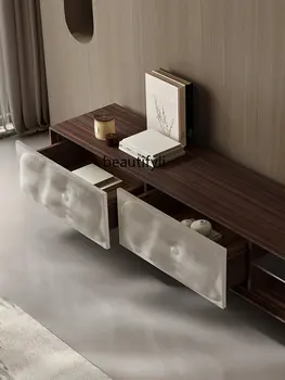 Итальянский минималистичный шкаф для телевизора высокого класса и чайный столик Современная гостиная Шкафчик для курения длиной 2 м Напольный 4