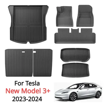 Коврики Для Багажника Tesla New Model 3 + TPE Водонепроницаемые Износостойкие Накладки Для Ног Передний Задний Коврик Для Багажника New Model3 Автомобильные Аксессуары 2024