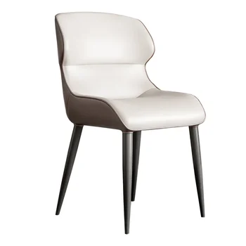 Кожаные Стулья для столовой, Удобный Минималистичный Металлический Дизайн, Спинка стула для взрослых, Модная Мебель для дома Silla Comedor 5