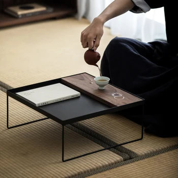 Комбинированный чайный столик из дерева железного ореха с плавающими окнами, рисовыми татами, креативный и простой маленький чайный столик и чайный столик