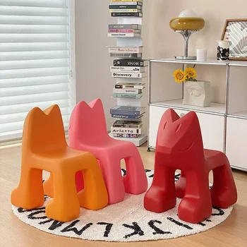 Креативный стул Fox от скандинавских дизайнеров, Низкий табурет в форме домашнего животного, Пластиковые стулья, пуф-пуфик, туалетный столик для гостиной Ins