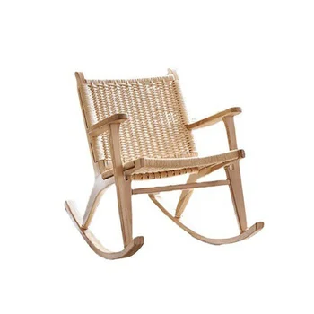 Кресло-качалка для отдыха на балконе, ленивый стул для отдыха из ротанга из массива дерева, простое современное кресло с откидной спинкой для гостиной 0
