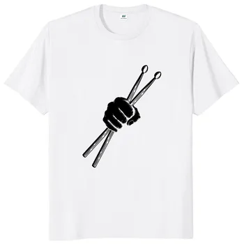 Крутая футболка с логотипом Drumsticks, подарок любителям барабанной рок-музыки, графические футболки, Размер ЕС, 100% Хлопок, мягкие футболки унисекс с круглым вырезом. 1