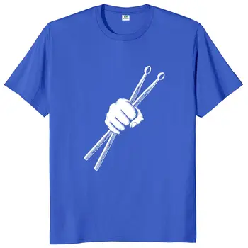 Крутая футболка с логотипом Drumsticks, подарок любителям барабанной рок-музыки, графические футболки, Размер ЕС, 100% Хлопок, мягкие футболки унисекс с круглым вырезом. 2