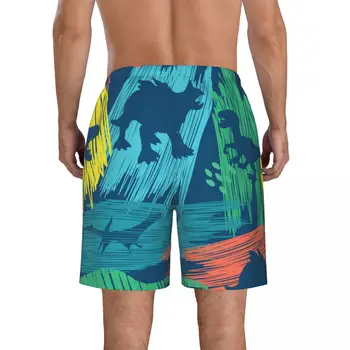 Летние мужские шорты с 3D-принтом динозавров, пляжные гавайские домашние шорты на шнурках для отдыха 2