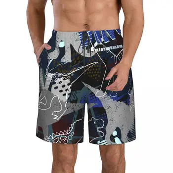 Летние мужские шорты с 3D-принтом динозавров, пляжные гавайские домашние шорты на шнурках для отдыха 5