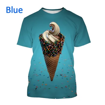 Летняя новинка Для женщин/мужчин, модная повседневная футболка унисекс с 3D принтом мороженого, Дышащая Мягкая и удобная футболка 2