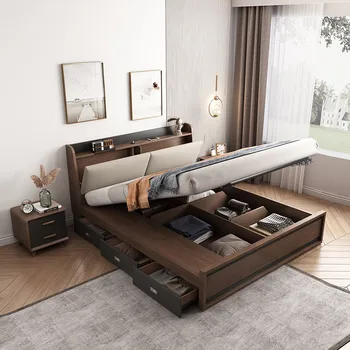 Мебель для спальни С Высоким изголовьем King Size Современная кровать размера Queen Size Роскошные Спальные гарнитуры