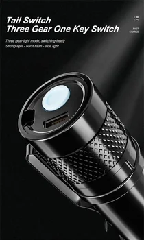 Мини Перезаряжаемый светодиодный фонарик COB XPE Портативный фонарь для кемпинга, фонарь с масштабируемой фокусировкой, Тактический фонарик с зажимом для ручки 4