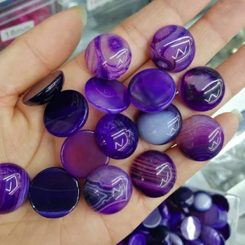 Мода 18 мм круглая фиолетовая полоса оникс бусины из натурального камня шарм Кабина кабошон 20 шт./лот для изготовления ювелирных изделий Кольцо аксессуары