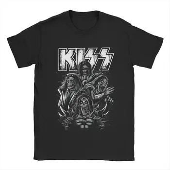 Мужская футболка с поцелуем и черепом, хлопковая одежда рок-бренда, хипстерская футболка с коротким рукавом и круглым вырезом, футболки для взрослых
