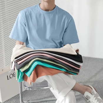 Мужская футболка свободного кроя с круглым вырезом и заниженными плечами,высококачественный хлопок из длинного штапеля весом 240 г,11 цветов, M-3XL 0