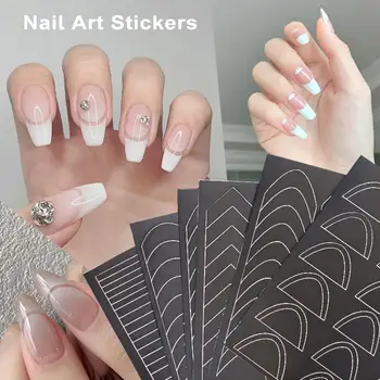 Наклейки для ногтей Шикарные Наклейки для Дизайна ногтей 12 Листов Маникюра Дизайн Линии Волны Улыбки с Ювелирными Инструментами для Распыления Diy Nail Art