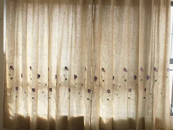 Натуральные шторы С изысканной фиолетовой цветочной вышивкой, портьеры для спальни, экологичные затемняющие шторы для гостиной 4