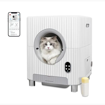 Новый автоматический кошачий бокс: умный кошачий туалет с дистанционным управлением от приложения, интеллектуальная самоочистка и электронные принадлежности для домашних животных