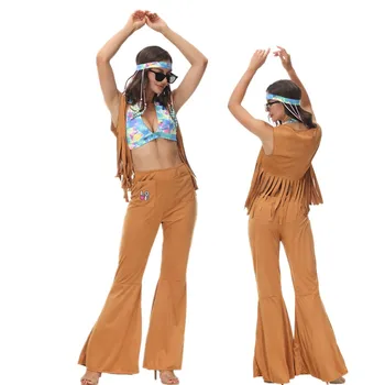 Новый женский костюм Хиппи Peace Love для вечеринки в Пурим, костюм хиппи для сцены 60-х 70-х, костюм хиппи на Хэллоуин, индийские кисточки, выступление хиппи