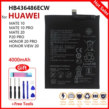 Оригинальный Сменный Аккумулятор Телефона HB436486ECW 4000 мАч для Huawei Mate 10/10 Pro Mate 20 P20 Pro Honor V20 Батареи + Бесплатные Инструменты 0