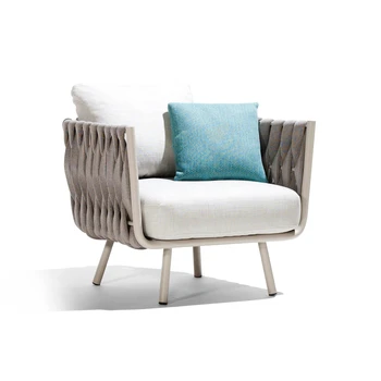 Открытый веревочный ротанговый стул диван-кровать журнальный столик педальный стул для отдыха Nordic открытый внутренний двор терраса сад 0