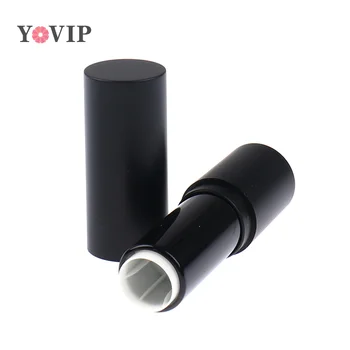Пластиковый черный круглый пустой тюбик губной помады диаметром 12,1 мм, контейнер для бальзама для губ, упаковка для губной помады, косметика многоразового использования 4