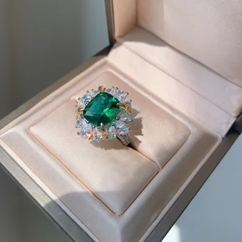 Популярное женское медное кольцо с классическим бриллиантом, инкрустированным камнем