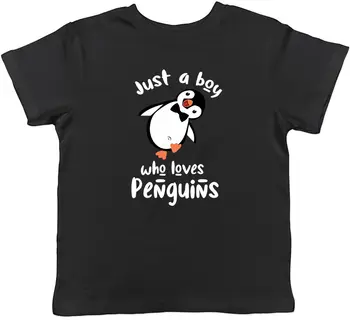 Просто мальчик, который любит детскую футболку с пингвином для мальчиков и девочек в подарок