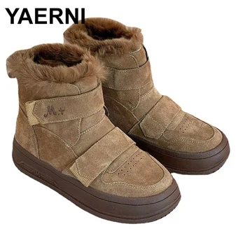 Размер 35-40, женские зимние ботинки, обувь на каблуке из натуральной кожи, женские зимние брендовые ботинки, шерстяные ботинки, повседневная обувь