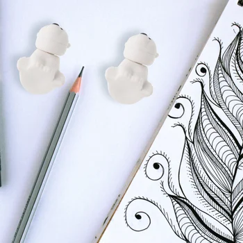 Резиновые ластики в форме белого медведя, Ластики для рисования, Мини-карандаш, Ластик, Канцелярские принадлежности, учебные принадлежности для детей, подарки 1