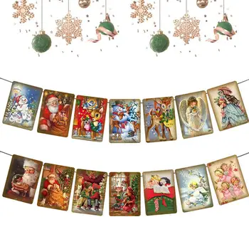 Рождественский баннер в винтажном викторианском стиле, рождественские украшения в помещении для дома, офиса, вечеринки, каминной накидки