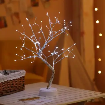 Рождественский декор, ночник, жемчужное дерево Бонсай, декор, светодиодная подсветка, сенсорный выключатель, светлячок, дерево, лампа Звездного неба, Рождественский подарок