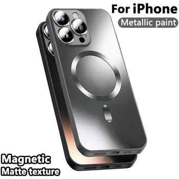 Роскошный Магнитный Чехол Для Телефона Magsafe Iphone 15 14 Plus 13 12 11 Pro Max Мягкий Силиконовый Чехол Для Беспроводной Зарядки Противоударный