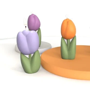 Силиконовая форма в виде разноцветных цветов, гладкая форма, Тюльпаны, формы для мыла, формы для литья орнаментов 2