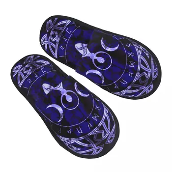 Скандинавские кельтские лунные алтарные тапочки для женщин и мужчин, пушистые зимние теплые тапочки, домашние тапочки
